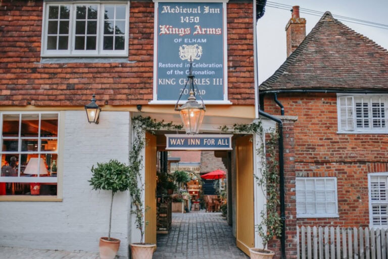 Entrance to The King’s Arms pub in Elham, Kent