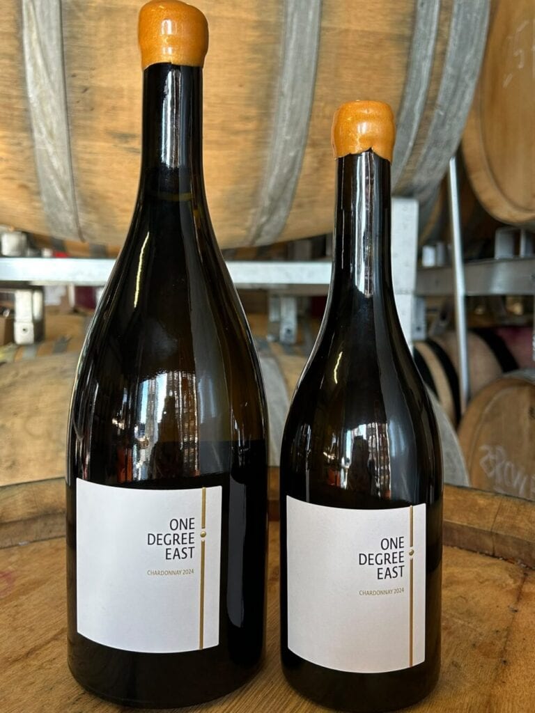 One Degree East Chardonnay 2024 — official bottle photograph