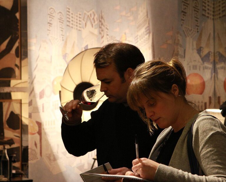 The Solent Cellar team tasting wine and taking notes.