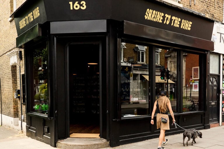 Shrine to the Vine shopfront in Stoke Newington.